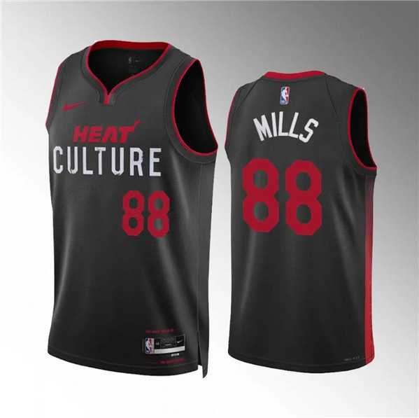 Mens Miami Heat #88 Patrick Mills Black 2023-24 City Edition Stitched Basketball Jersey Dzhi